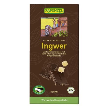 Bio Félédes gyömbéres csokoládé vegán 80 g Rapunzel 