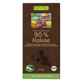   Bio Keserűcsokoládé 90%-os kókuszvirágcukorral 80 g Rapunzel 