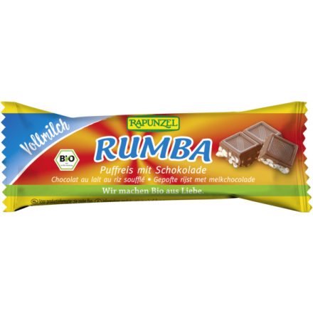 Bio Rumba puffasztott rizsszelet tejcsokoládával 21 g Rapunzel 