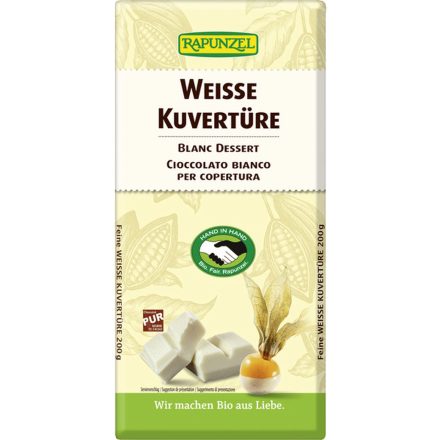 Bio Fehér bevonó csokoládé 200 g Rapunzel