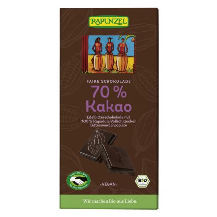 Bio Keserűcsokoládé vegán 70% 80 g Rapunzel 