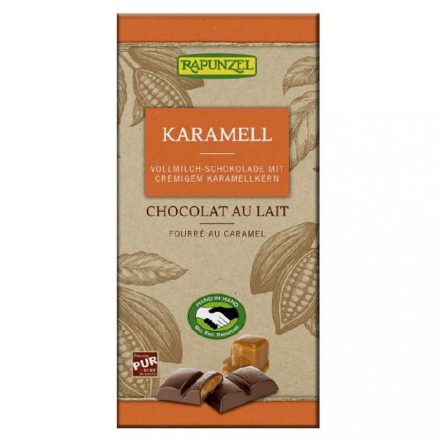 Bio Tejcsokoládé krémes karamell töltelékkel 100 g Rapunzel 