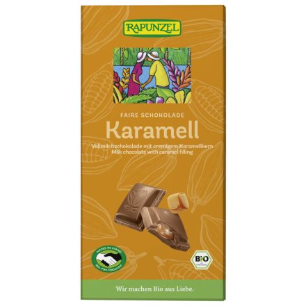 Bio Tejcsokoládé krémes karamell töltelékkel 100 g Rapunzel 