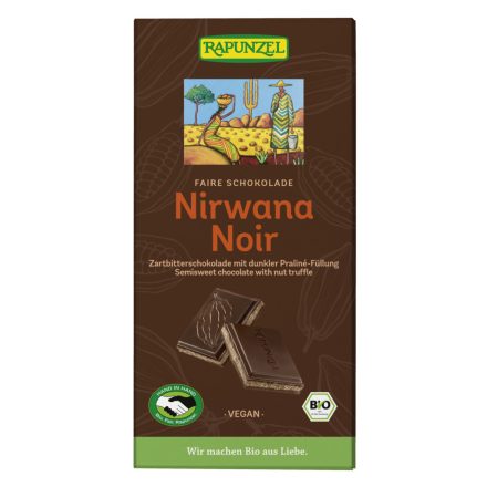 Bio Nirwana Noir keserű töltött csokoládé 100 g Rapunzel 