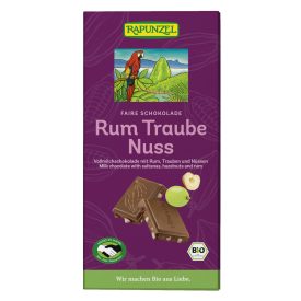 Bio Tejcsokoládé rum-mazsola-mogyoró 100 g Rapunzel 