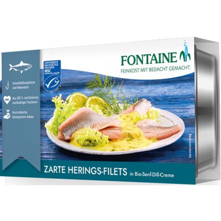 Hering bio mustáros kapormártásban 200 g Fontaine