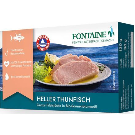 Sárgaúszójú tonhal bio napraforgóolajban 120 g Fontaine