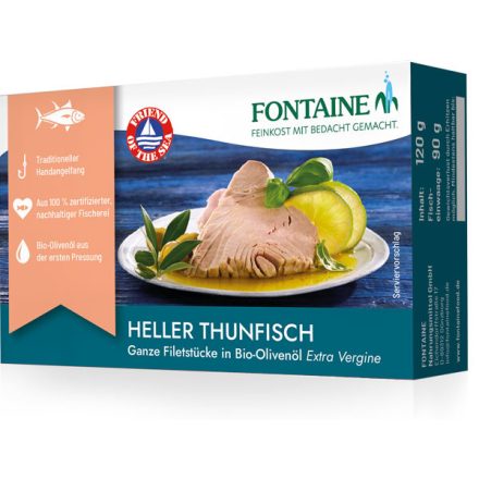 Sárgaúszójú tonhal bio olívaolajban 120 g Fontaine
