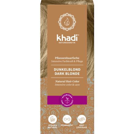 Növényi hajfesték hamvas Sötétszőke 100 g Khadi