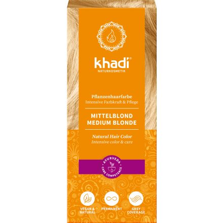 Növényi hajfesték por Középszőke 100 g Khadi