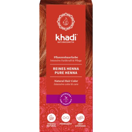 Növényi hajfesték por élénkvörös 100% Henna 100 g Khadi