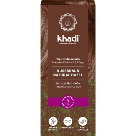 Növényi hajfesték por Mogyoróbarna 100 g Khadi