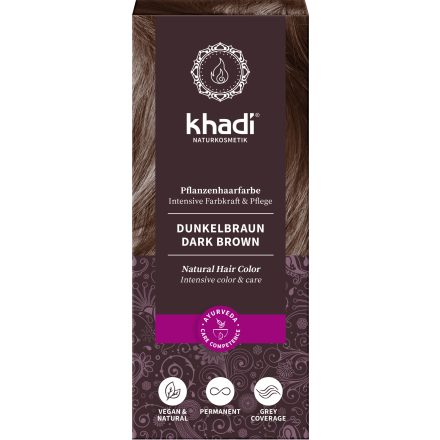 Növényi hajfesték por Sötétbarna 100 g Khadi