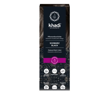 Növényi hajfesték por, Fekete 100 g Khadi