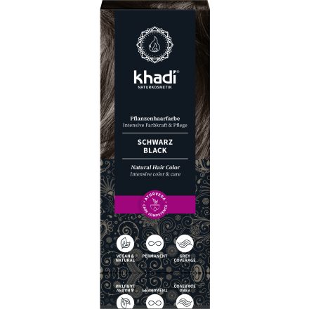 Növényi hajfesték por Fekete 100 g Khadi