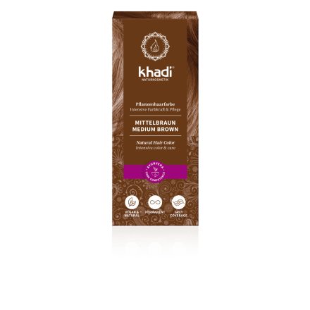 Növényi Hajfesték, Középbarna 100 g Khadi