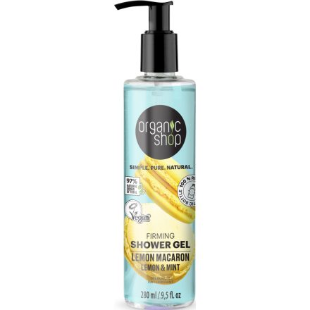 Lemon macaron Feszesítő tusfürdő citrommal és mentával 280 ml Organic Shop