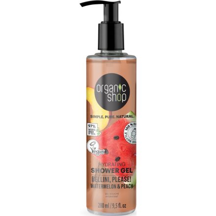 Bellini, please! Hidratáló tusfürdő görögdinnyével és barackkal 280 ml Organic Shop