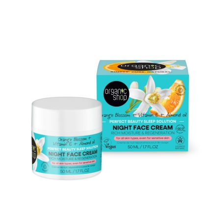 Éjszakai arckrém narancsvirággal E-vitaminnal és mandulaolajjal 50 ml Organic Shop