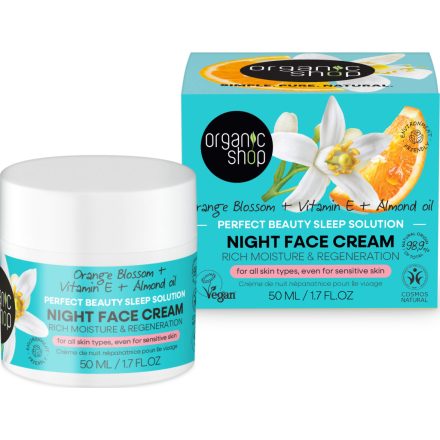 Éjszakai arckrém narancsvirággal E-vitaminnal és mandulaolajjal 50 ml Organic Shop