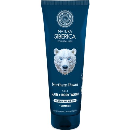Northern Power 3 az 1-ben tusfürdő, haj- és szakállmosó férfiaknak 200 ml Natura Siberica