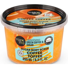   Kávékaramell Ébresztő testradír zöld kávéval és cukorral 250 ml Organic Shop
