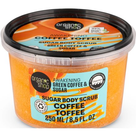 Kávékaramell Ébresztő testradír zöld kávéval és cukorral 250 ml Organis Shop