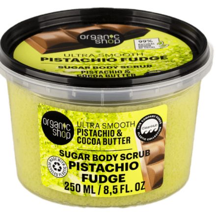 Pisztáciakaramell Kisimító testradír pisztáciával és kakaóvajjal 250 ml Organis Shop