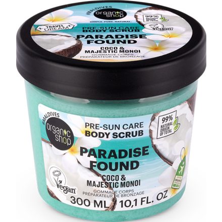 Paradise found Bőrápoló testradír kókusszal és monoival 300 ml Organic Shop
