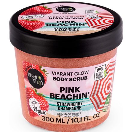 Pink Beaching Ragyogást adó testradír eperpezsgővel 300 ml Organic Shop