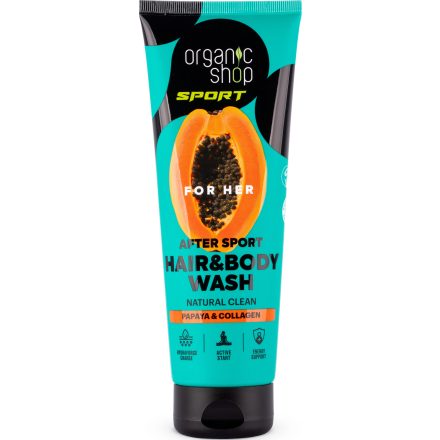 Sportolás utáni sampon és tusfürdő papayával és kollagénnel 200 ml Organic Shop