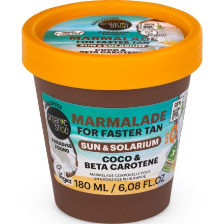 Barnítást gyorsító dzsem napozáshoz és szoláriumhoz kókusszal és béta-karotinnal 180 ml Organic Shop