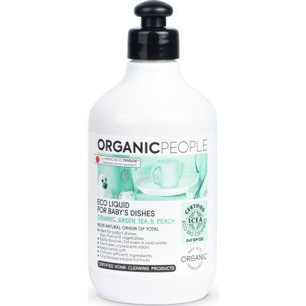 Öko Mosogatószer babaedényekhez bio zöld teával és barackkal 500 ml Organic People