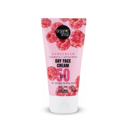Fényvédő arckrém málnával és antioxidánsokkal SPF50 - normál és száraz bőrre 50 ml Organic Shop