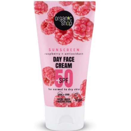 Fényvédő arckrém málnával és antioxidánsokkal SPF50 - normál és száraz bőrre 50 ml Organic Shop