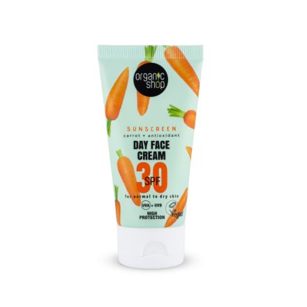 Fényvédő arckrém sárgarépával és antioxidánsokkal SPF30 - normál és száraz bőrre 50 ml Organic Shop