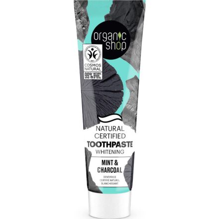 Fehérítő bio fogkrém mentával és szénnel 100 g Organic Shop