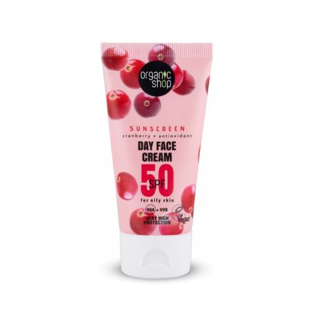 Fényvédő arckrém áfonyával és antioxidánsokkal SPF50 - zsíros bőrre 50 ml Organic Shop