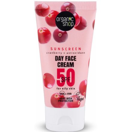 Fényvédő arckrém áfonyával és antioxidánsokkal SPF50 - zsíros bőrre 50 ml Organic Shop