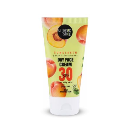 Fényvédő arckrém őszibarackkal és antioxidánsokkal SPF30 - zsíros bőrre 50 ml Organic Shop