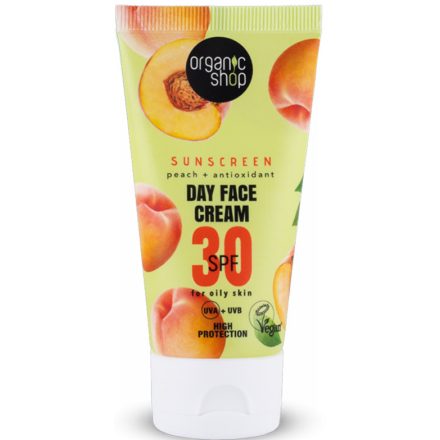 Fényvédő arckrém őszibarackkal és antioxidánsokkal SPF30 - zsíros bőrre 50 ml Organic Shop
