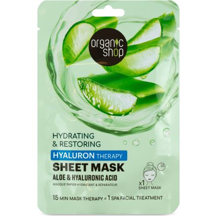 Hidratáló és helyreállító fátyolmaszk aloe verával és hialuronsavval 25 g Organic Shop