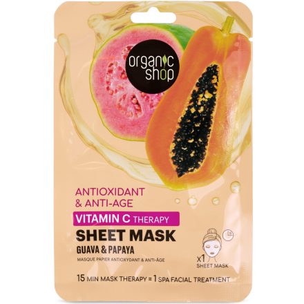 Antioxidáns és anti-aging  fátyolmaszk guavával és papayával 25 g Organic Shop