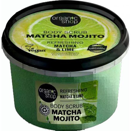 Frissítő testradír matcha-val és lime-mal 250 ml Organic Shop