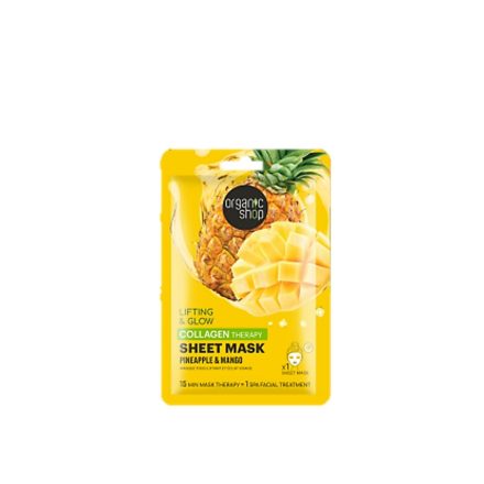 Lifting & Glow Kollagénes fátyolmaszk ananásszal és mangóval 25 g Organic Shop