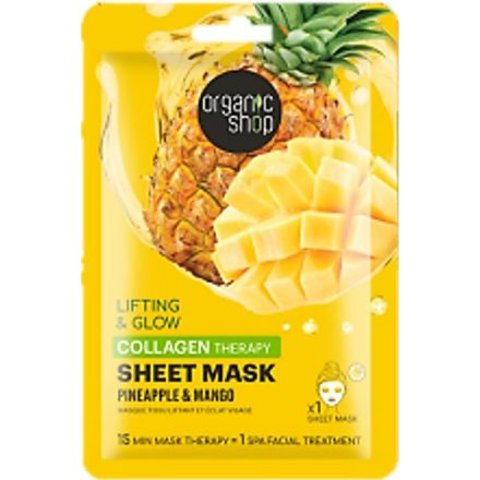 Lifting & Glow Kollagénes fátyolmaszk ananásszal és mangóval 25 g Organic Shop