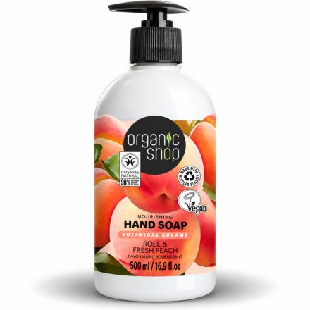 Tápláló folyékony szappan rózsával és őszibarackkal 500 ml Organic Shop
