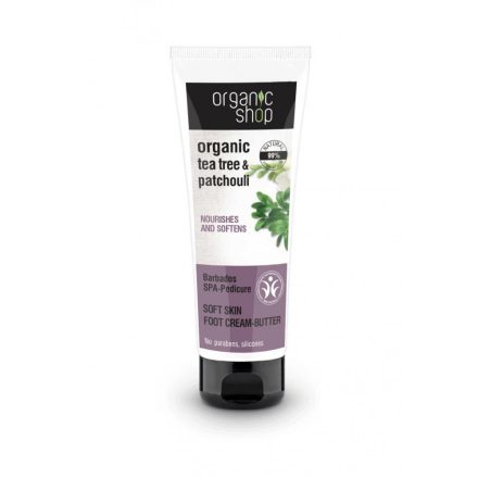 Tápláló lábápoló krémvaj teafávcal és pacsulival 75 ml Organic Shop