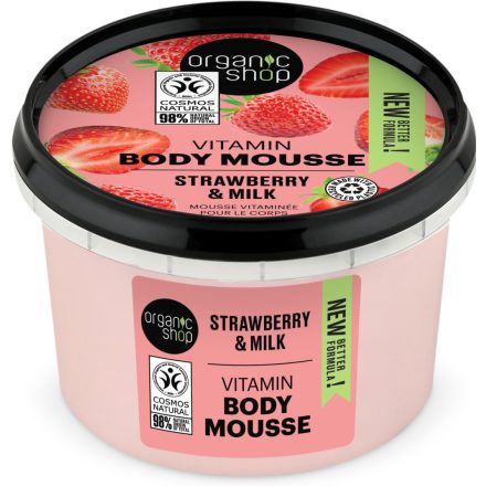 Vitamin testápoló mousse eperrel és tejjel 250 ml Organic Shop