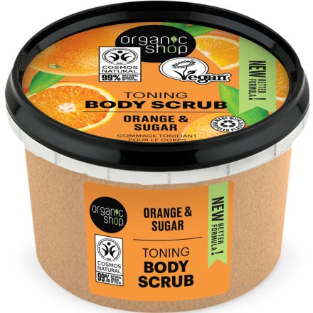 Tonizáló testradír naranccsal és cukorral 250 ml Organic Shop